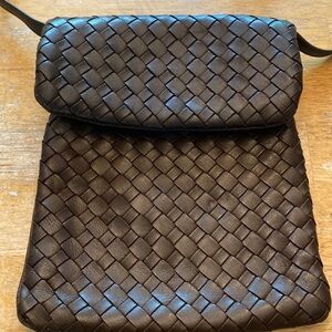 Genuine Leather, Black, Woven Purse Made in Italy